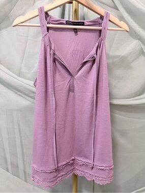 White House Black Market Lavender Sleeveless Top with Crochet Trim